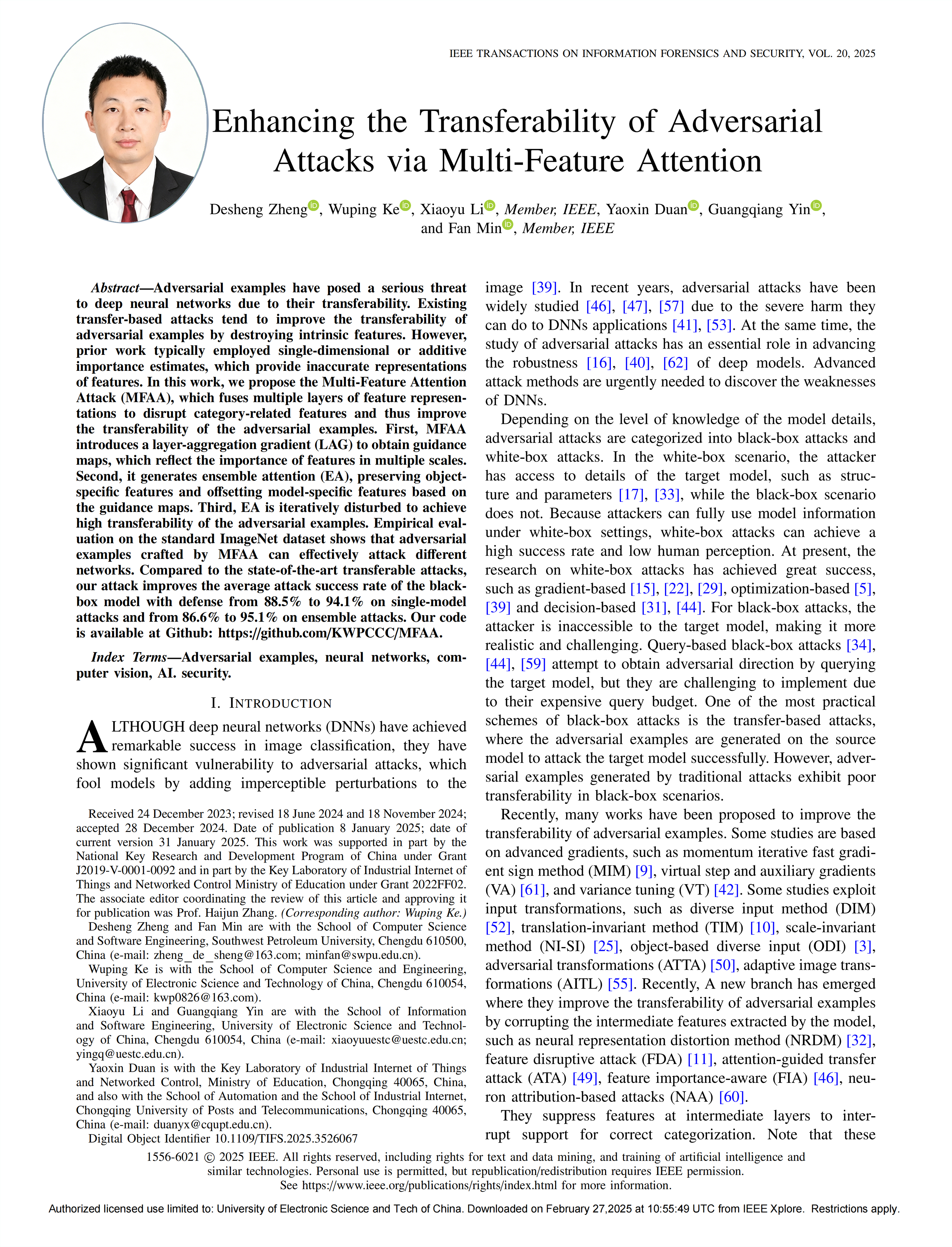 Enhancing the Transferability of Adversarial Attacks via Multi-Feature ...